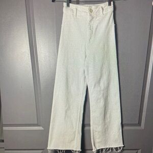 High-Waist Wide Leg White Jeans